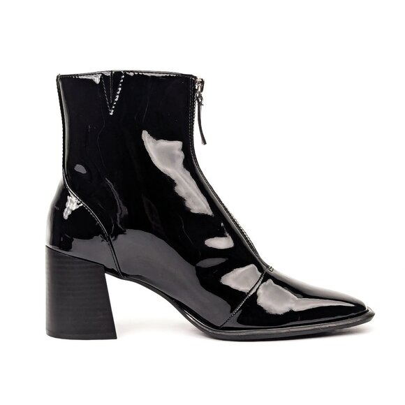 Open Edit Women Chloe Faux Patent Leather Retro Square Toe Ankle Boots sz 11 - Picture 4 of 7